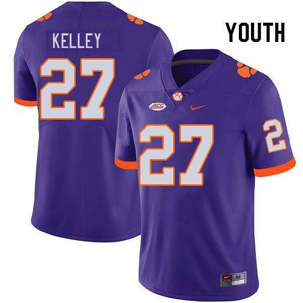 Youth Clemson Tigers Misun Kelley #27 College Purple NCAA Authentic Football Stitched Jersey 23NL30ZQ